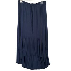 Aeropostale Ruffle Maxi Skirt Womens XL Blue Hi Low Hem Lightweight Stretch
